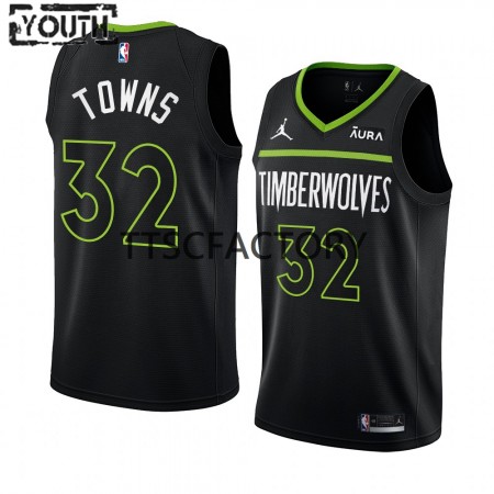NBA Børn Trøje Minnesota Timberwolves Karl-Anthony Towns 32 Jordan 2022-23 Statement Edition Sort Swingman
